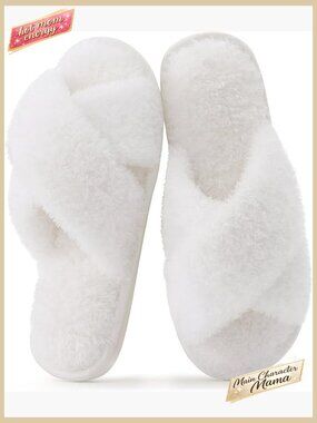 Fuzzy Memory Foam Slippers Open Toe Comfortable Chic House Shoes Cozy